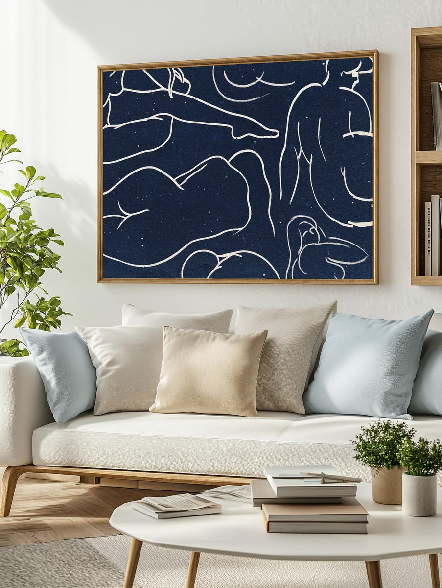 Nude lady drawing pattern background. — room view 2