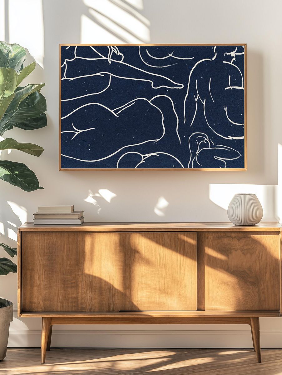 Nude lady drawing pattern background. — room view 3