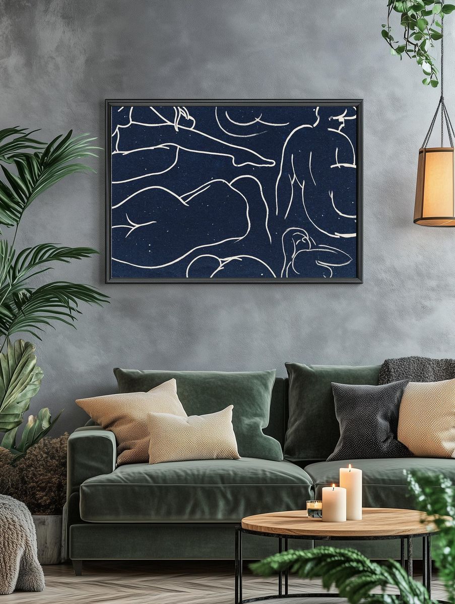 Nude lady drawing pattern background. — room view 4