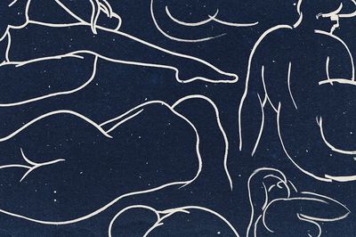 Nude lady drawing pattern background. poster