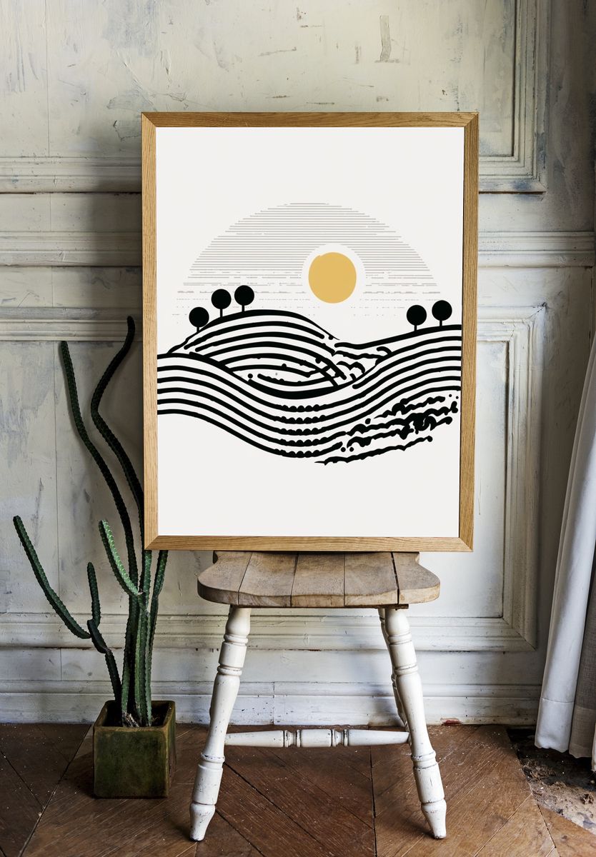 Minimal Landscape Line Art Poster. room preview