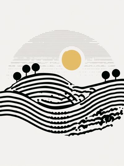 Minimal Landscape Line Art Poster.