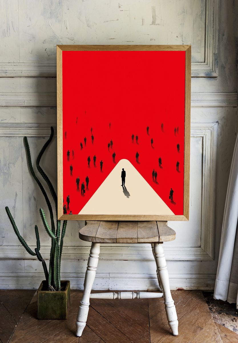 Silhouette in Red — Minimalist Print. — room view 1