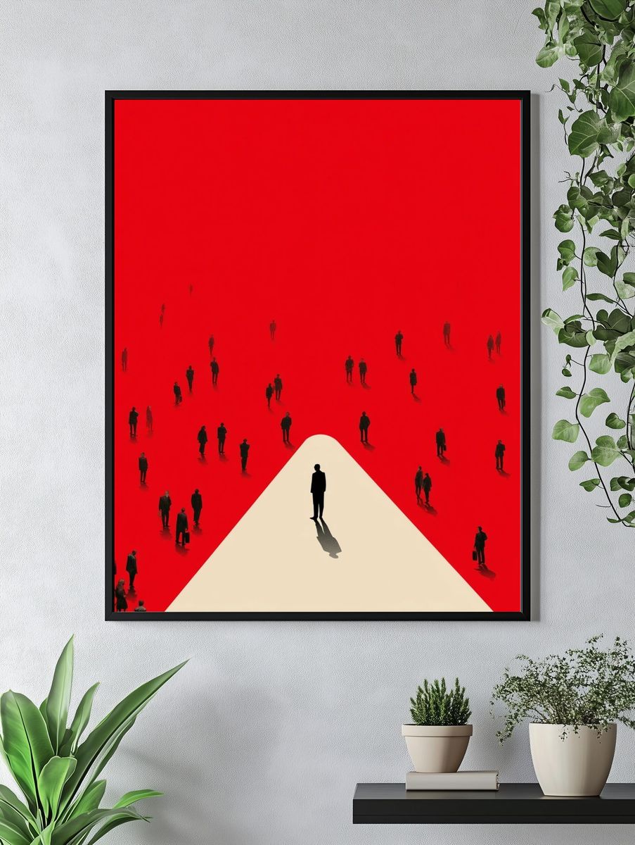 Silhouette in Red — Minimalist Print. — room view 4