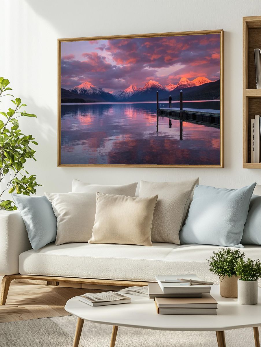 Mountain Lake Sunset Poster. — room view 2