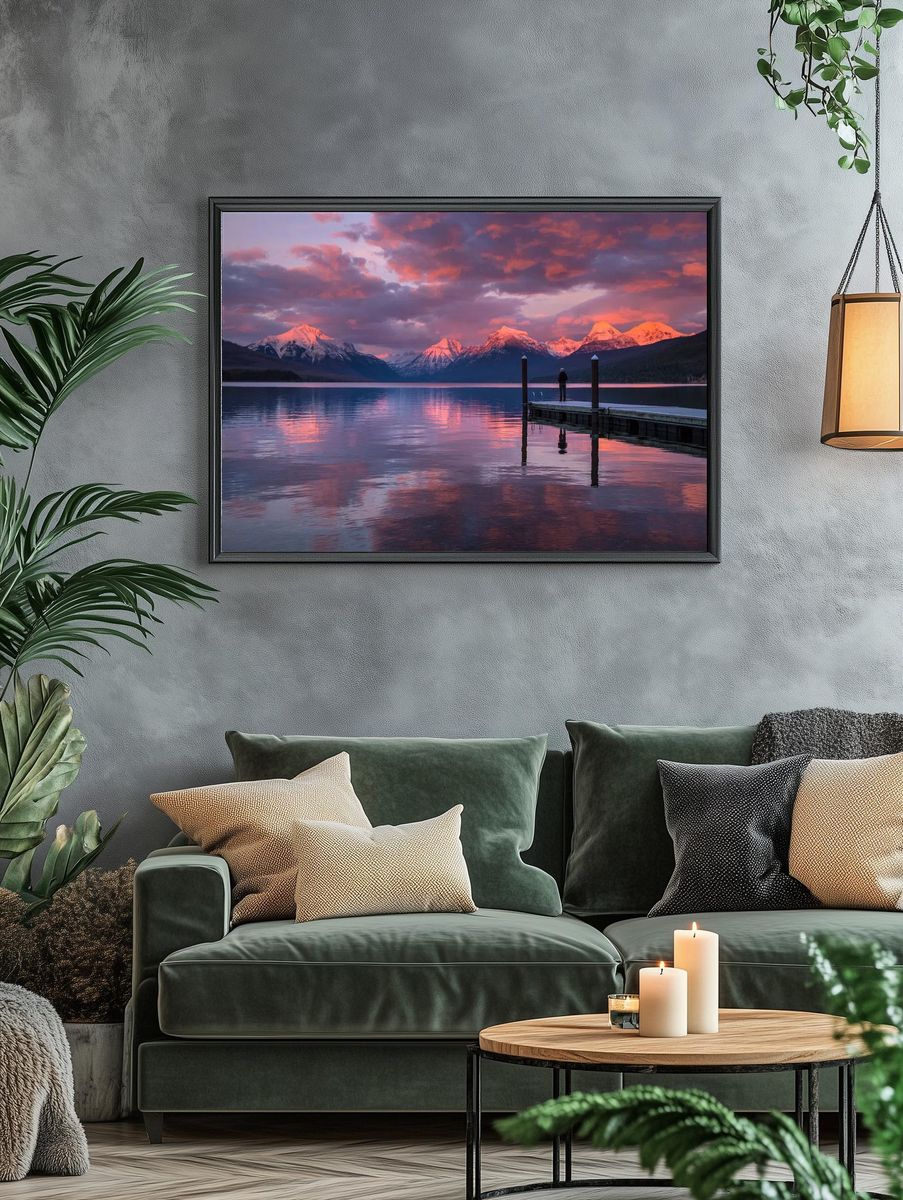 Mountain Lake Sunset Poster. — room view 4