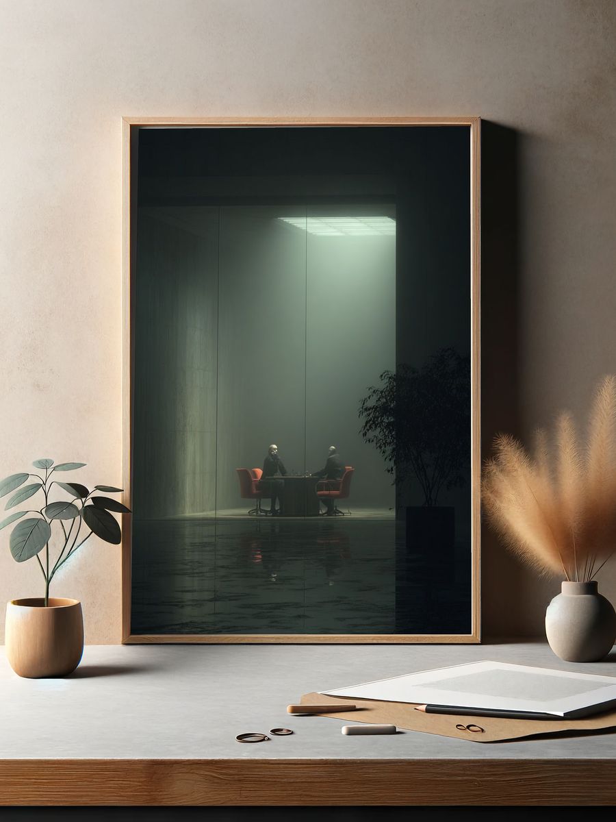 Mysterious Meeting — Minimalist Print. — room view 2