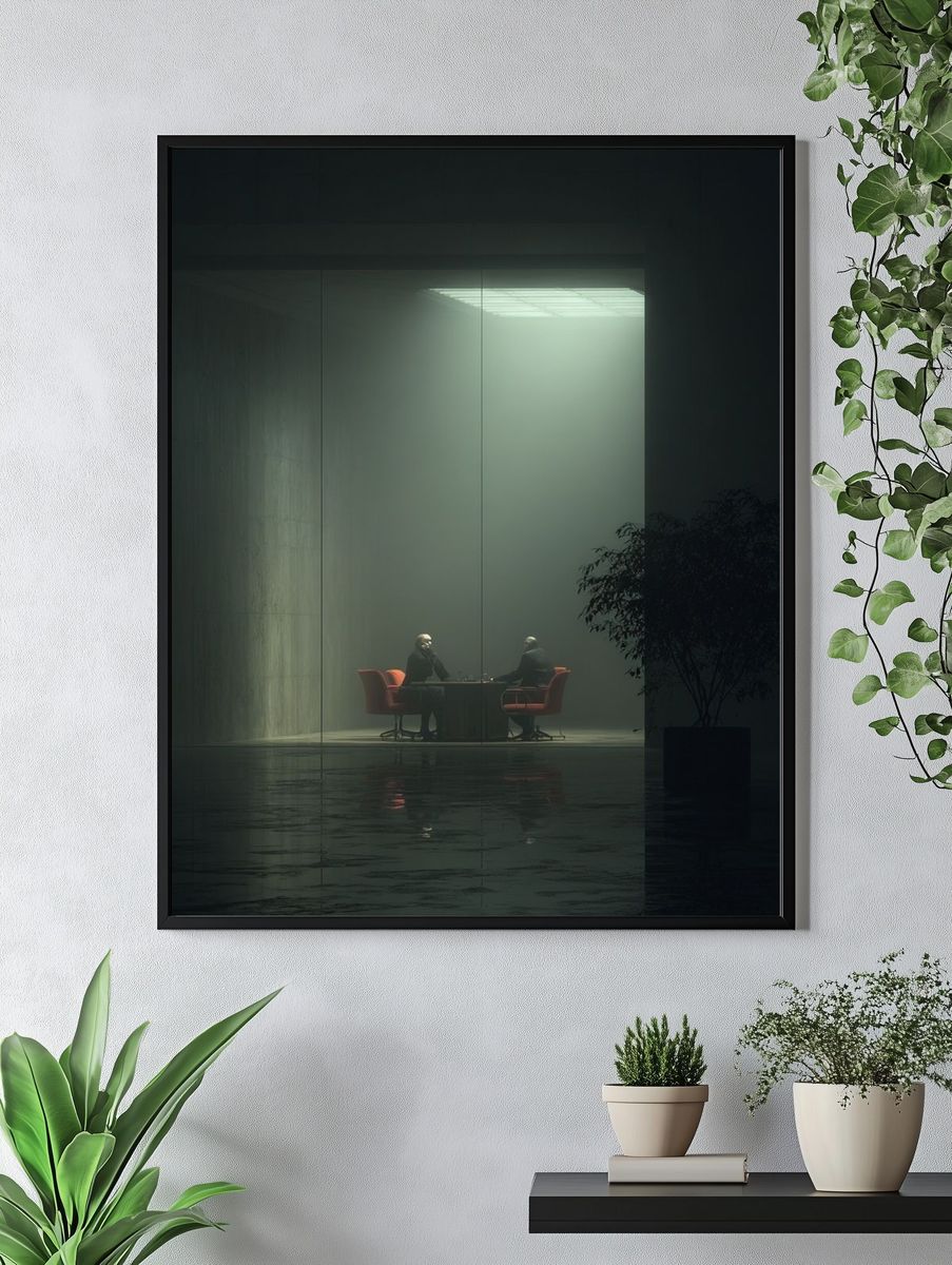Mysterious Meeting — Minimalist Print. — room view 4