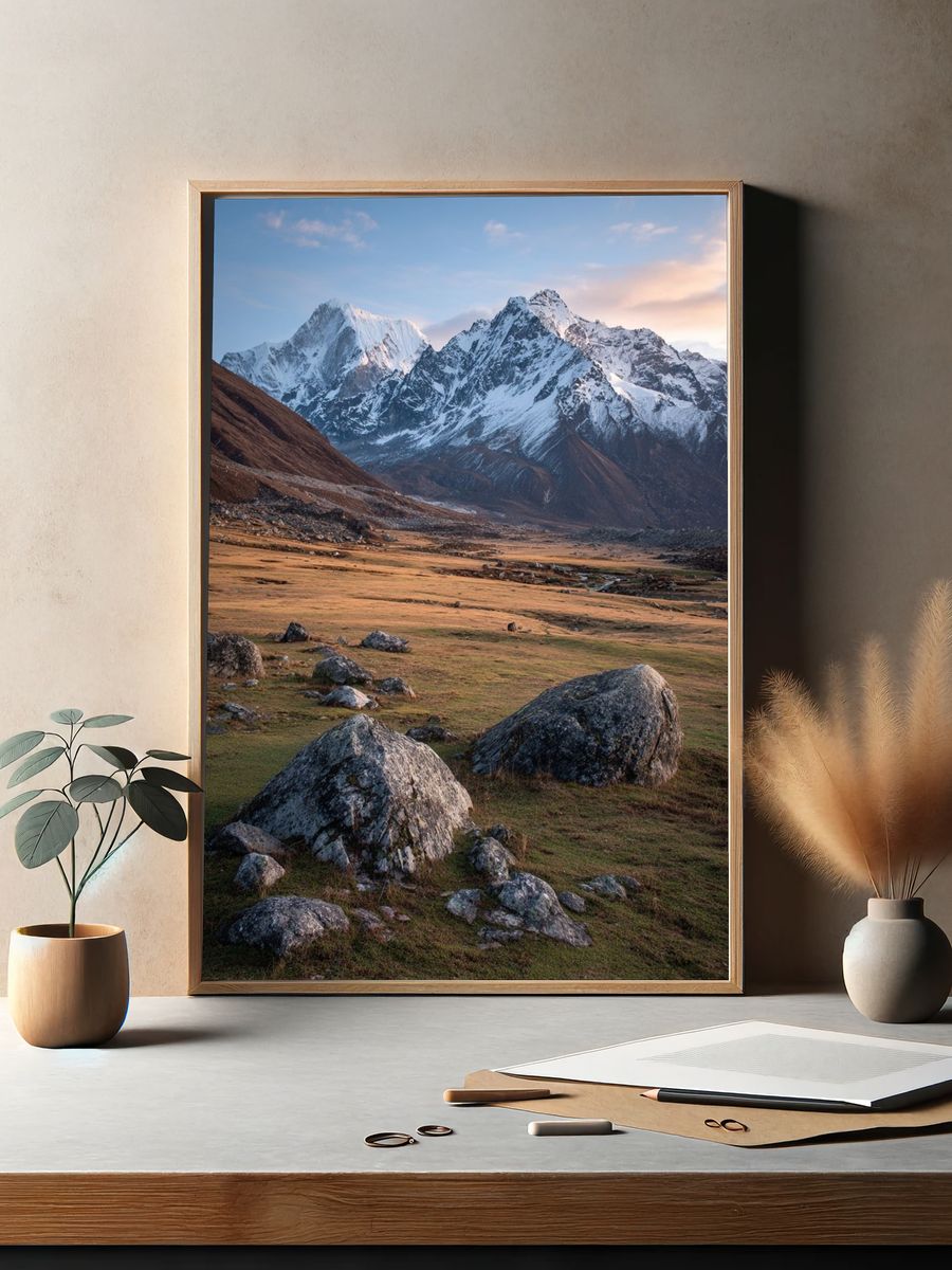 Majestic Mountain Range — Nature Poster. — room view 2