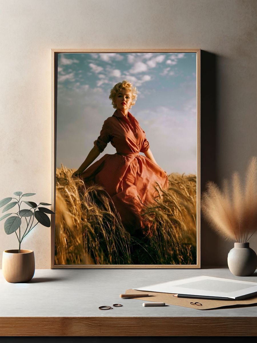Marilyn Monroe Field Portrait Print. — room view 2
