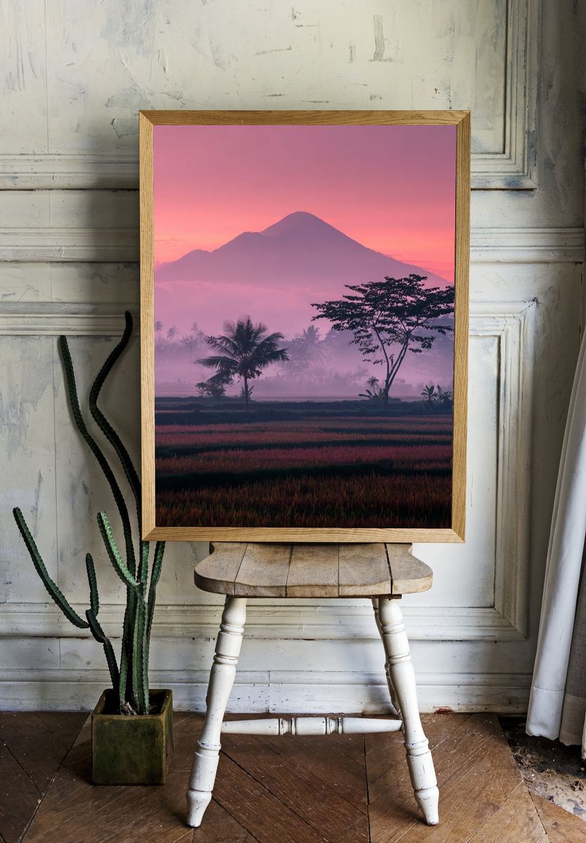 Misty Mountain Sunrise Poster. — room view 1