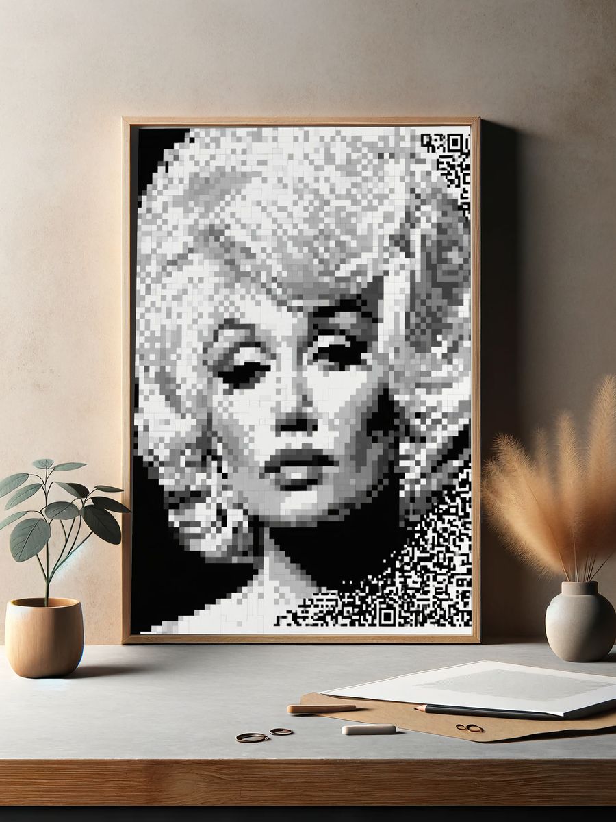Marilyn Monroe Pixel Portrait Poster. — room view 2