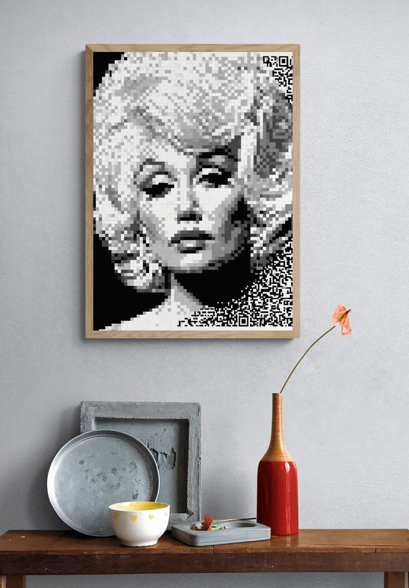 Marilyn Monroe Pixel Portrait Poster. — room view 3