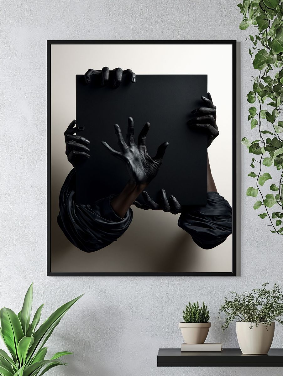 Black Hands Minimalist Print. — room view 4