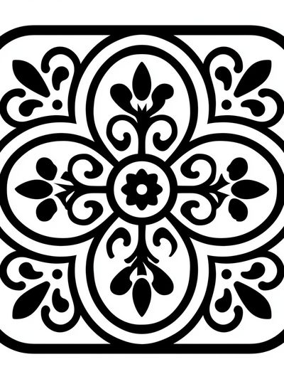 Floral Tile Minimalist Print.