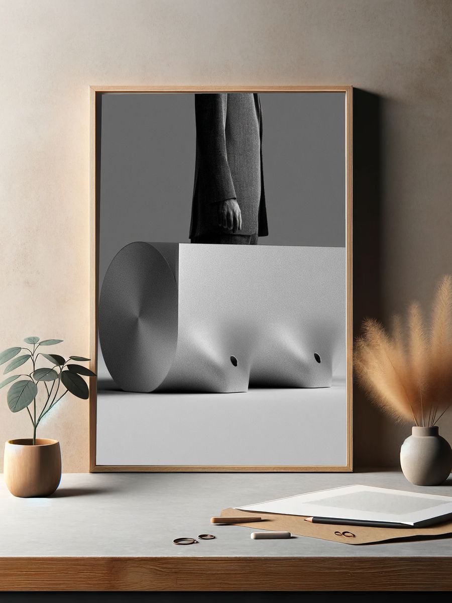 Monochrome Geometric Figure Poster. — room view 2