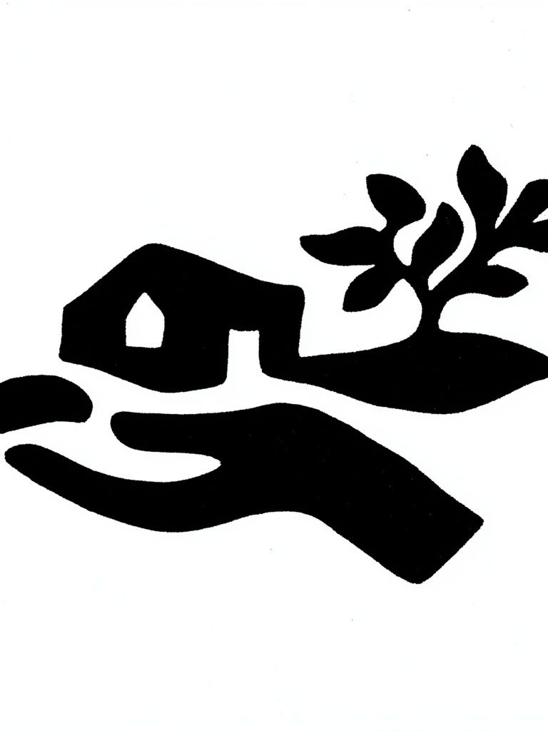 Hand and House Silhouette Print. poster detail