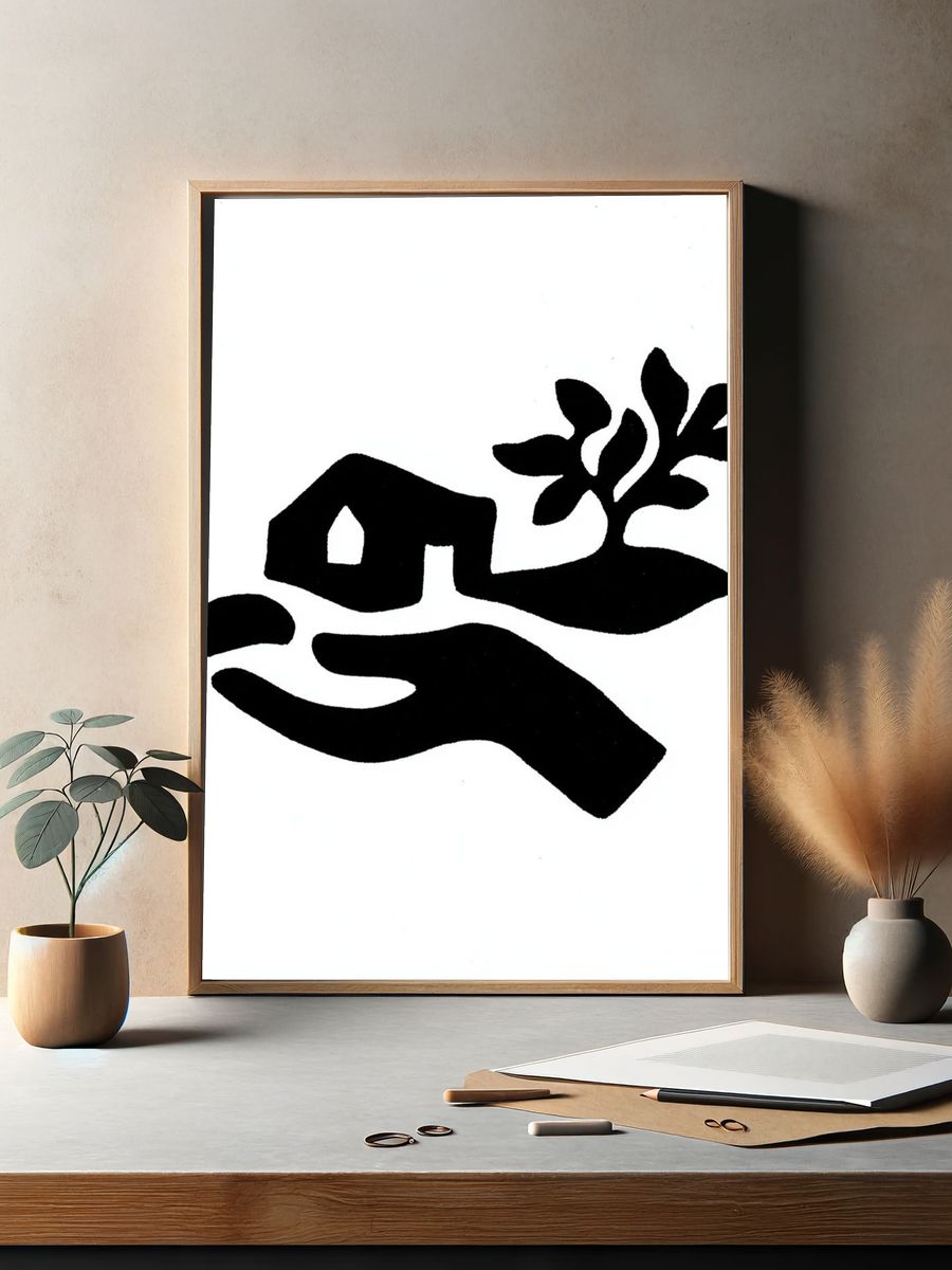 Hand and House Silhouette Print. — room view 2