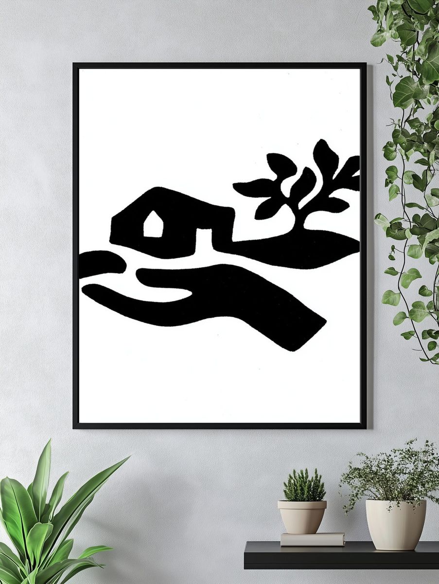 Hand and House Silhouette Print. — room view 4