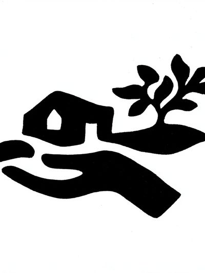 Hand and House Silhouette Print. poster