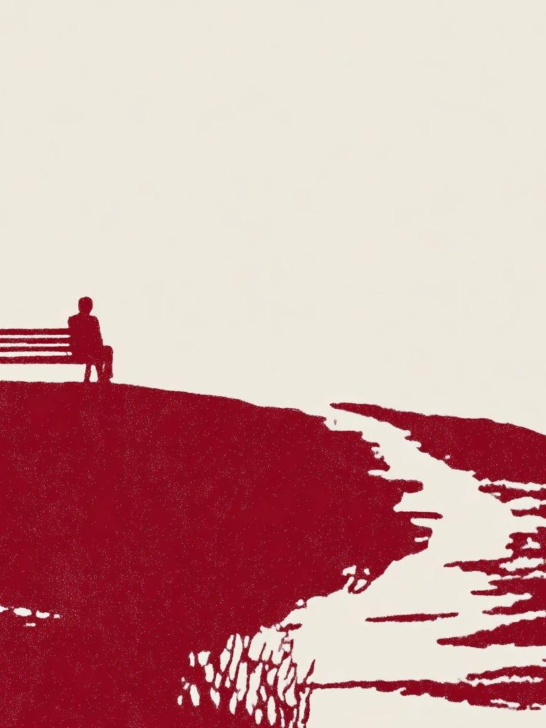 Solitary Bench Silhouette Print. poster — minimalist art