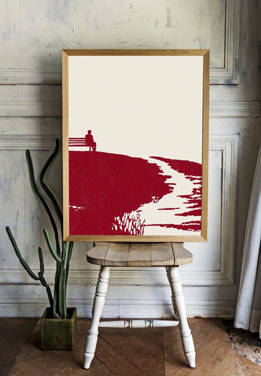 Solitary Bench Silhouette Print. — room view 1