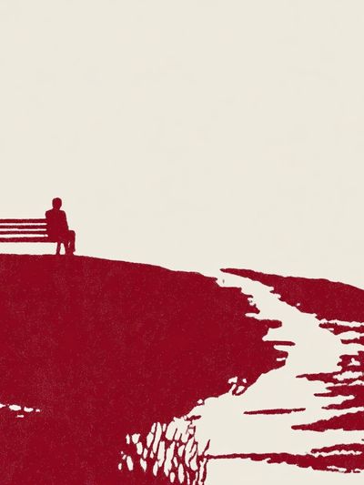 Solitary Bench Silhouette Print.