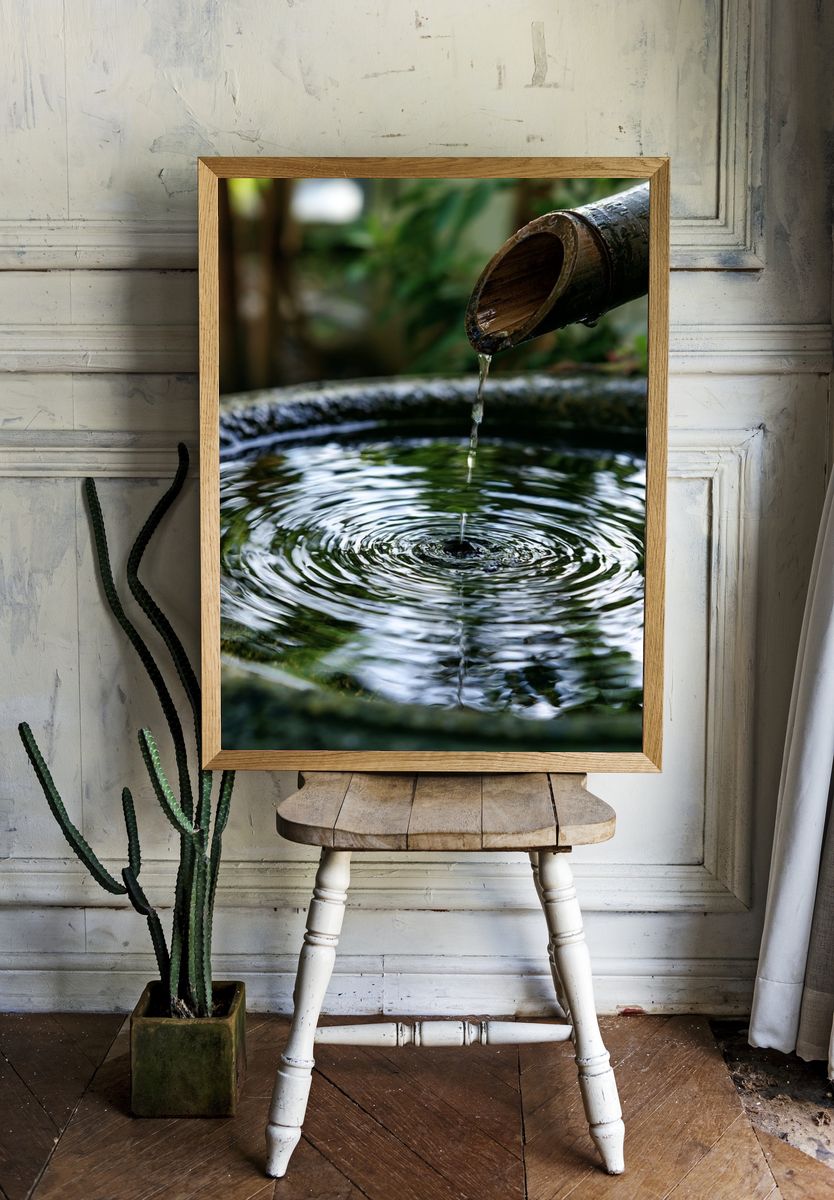 Zen Bamboo Water Ripple Print. — room view 1