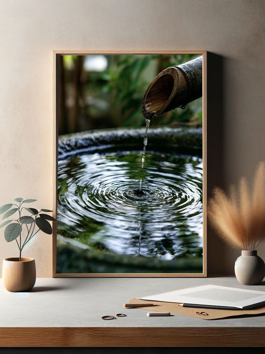 Zen Bamboo Water Ripple Print. — room view 2