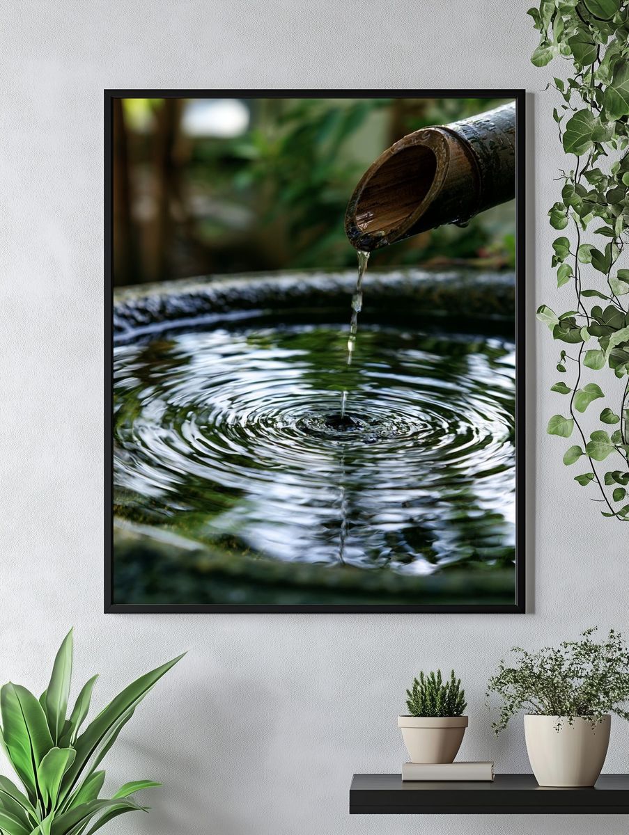 Zen Bamboo Water Ripple Print. — room view 4