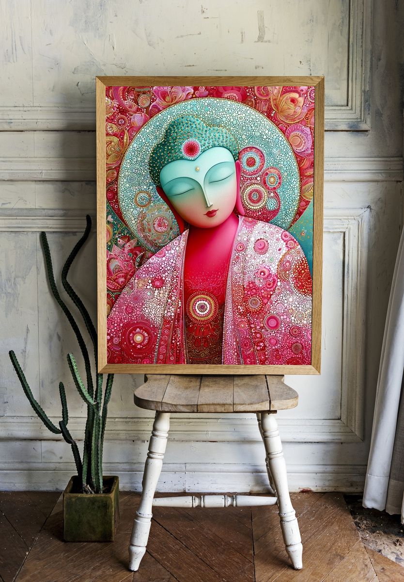 Meditative Buddha Portrait Print. — room view 1