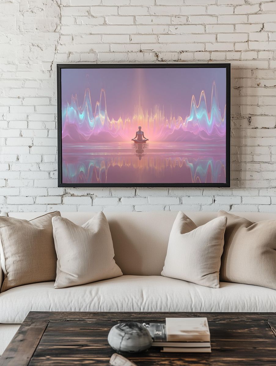 Meditative Neon Horizon Poster. — room view 1