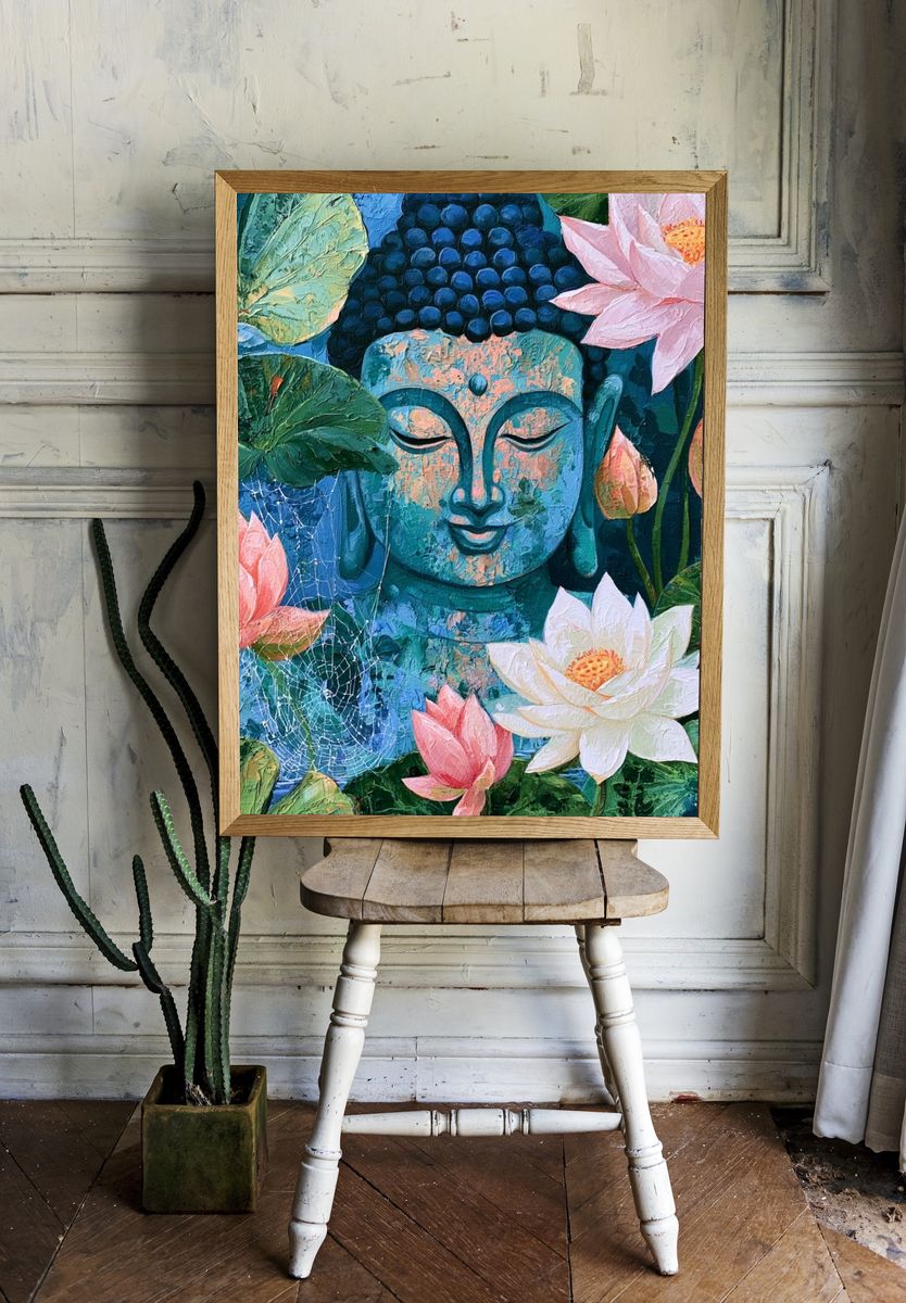 Lotus Buddha Botanical Print. — room view 1