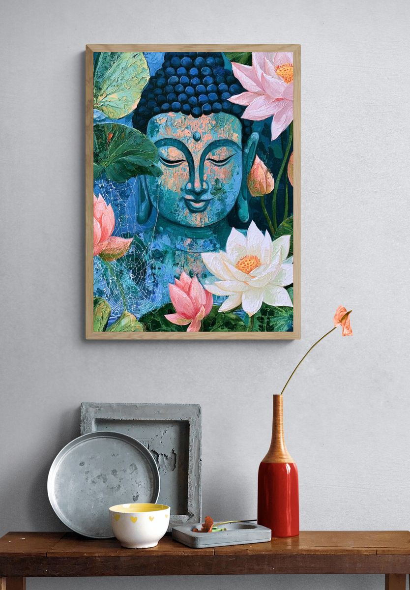 Lotus Buddha Botanical Print. — room view 3