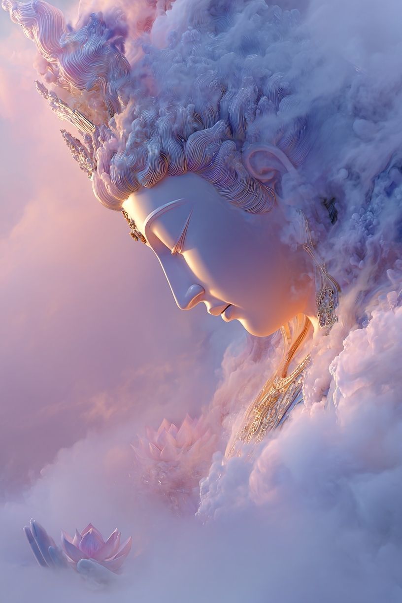 Dreamy Buddha Cloudscape Print. poster detail