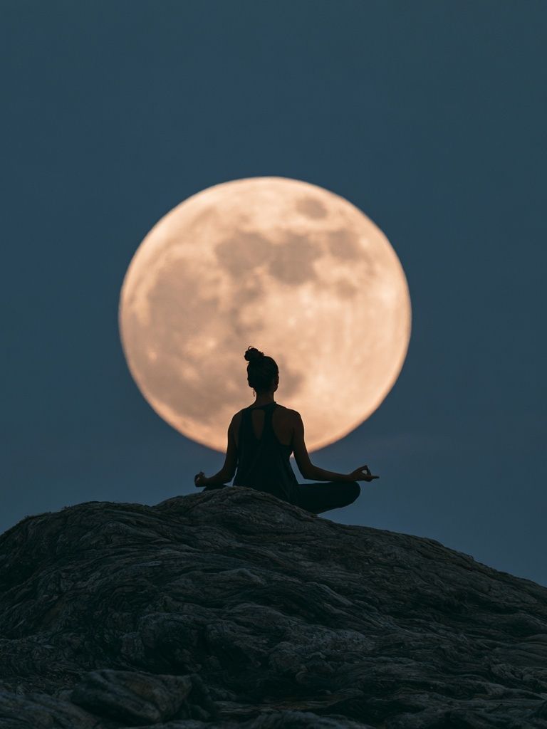 Moon Meditation Silhouette Print. poster — mindfulness art