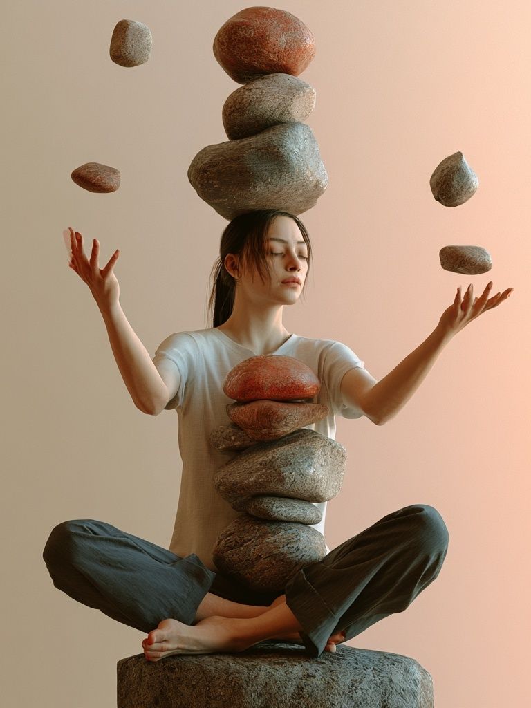 Floating Stones Meditation Print. poster — mindfulness art