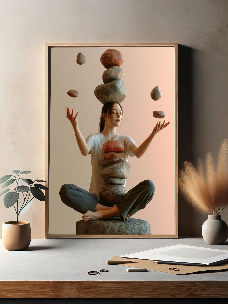 Floating Stones Meditation Print. — room view 2
