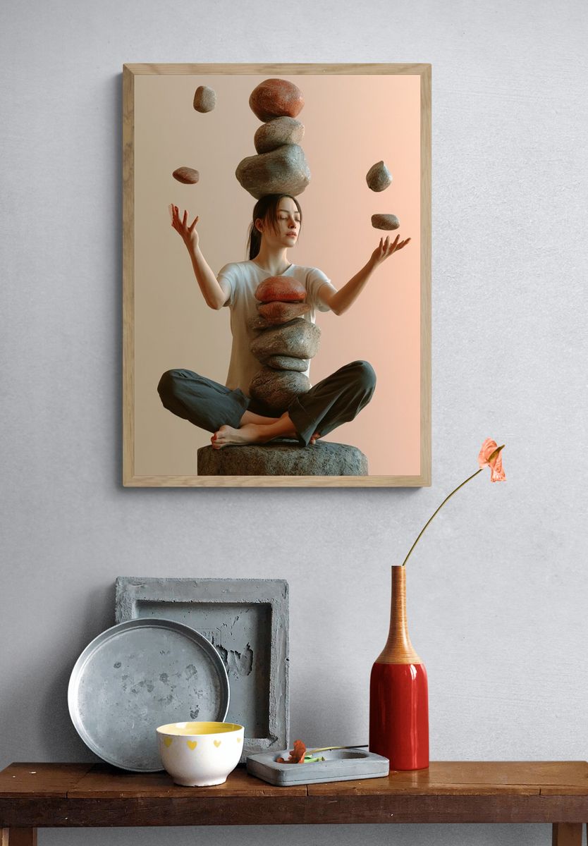 Floating Stones Meditation Print. — room view 3