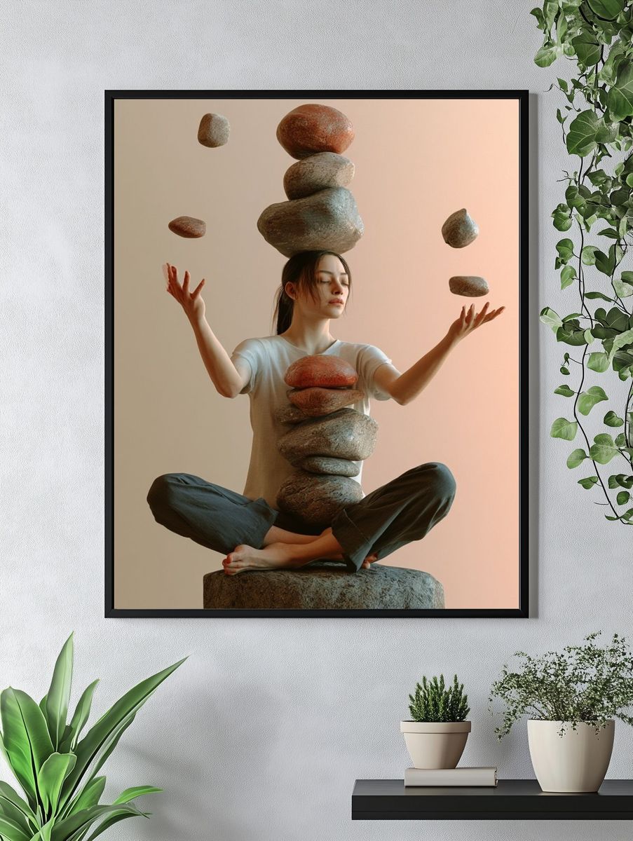 Floating Stones Meditation Print. — room view 4