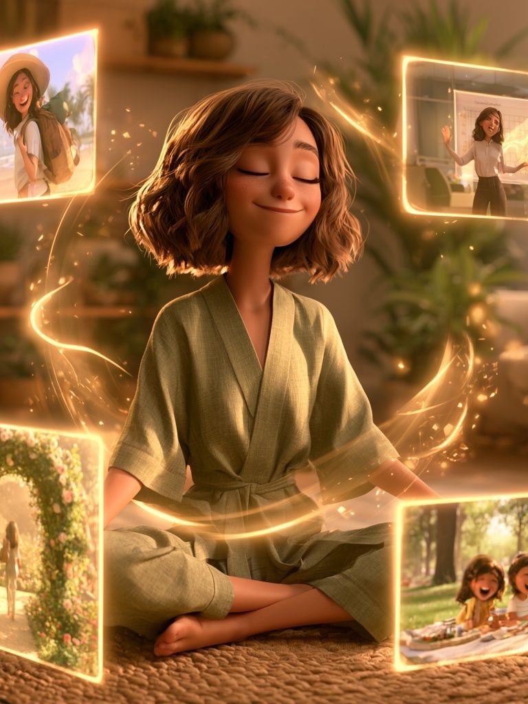 Meditation Girl Digital Art Poster. poster detail