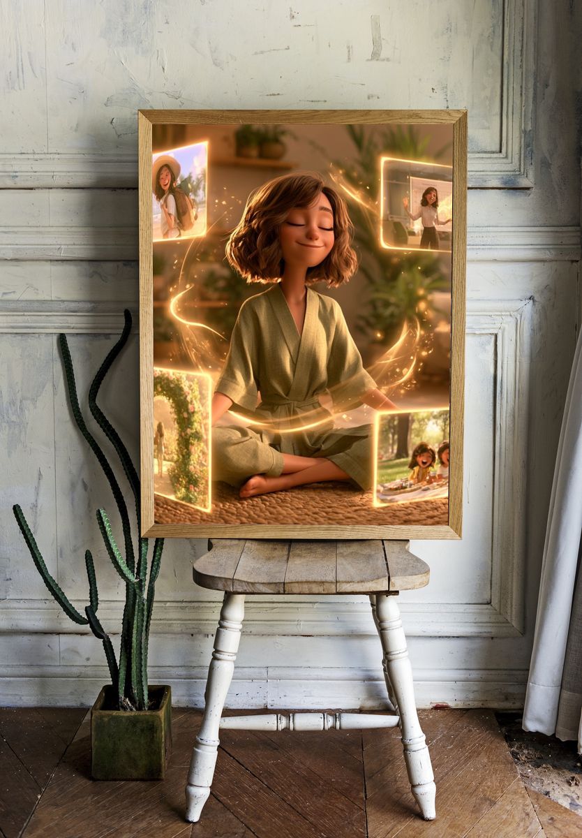 Meditation Girl Digital Art Poster. room preview