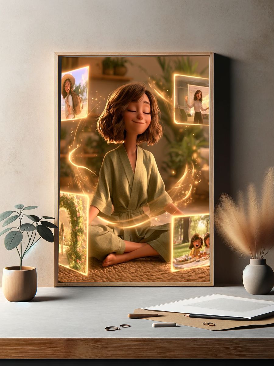 Meditation Girl Digital Art Poster. — room view 2