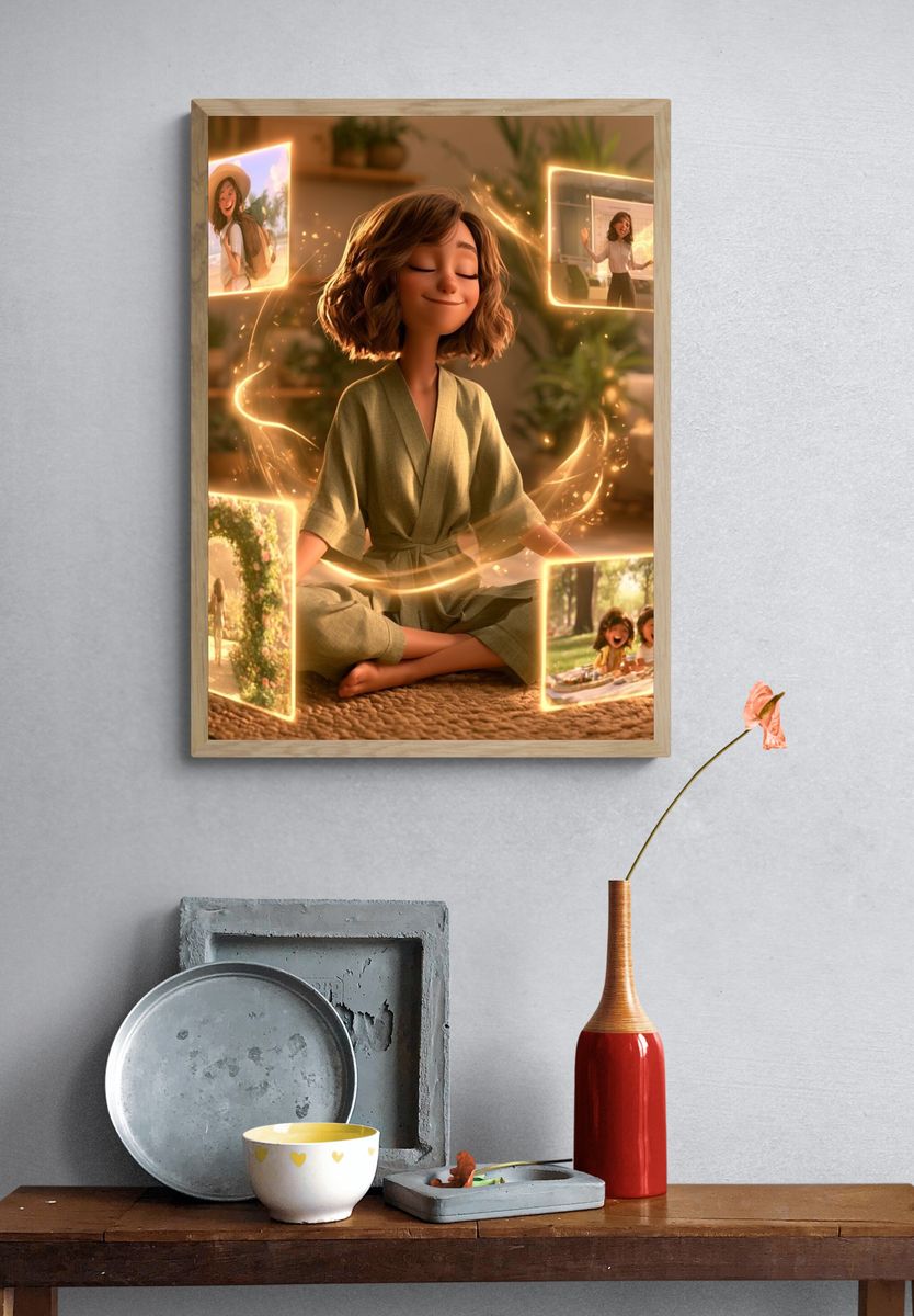 Meditation Girl Digital Art Poster. — room view 3