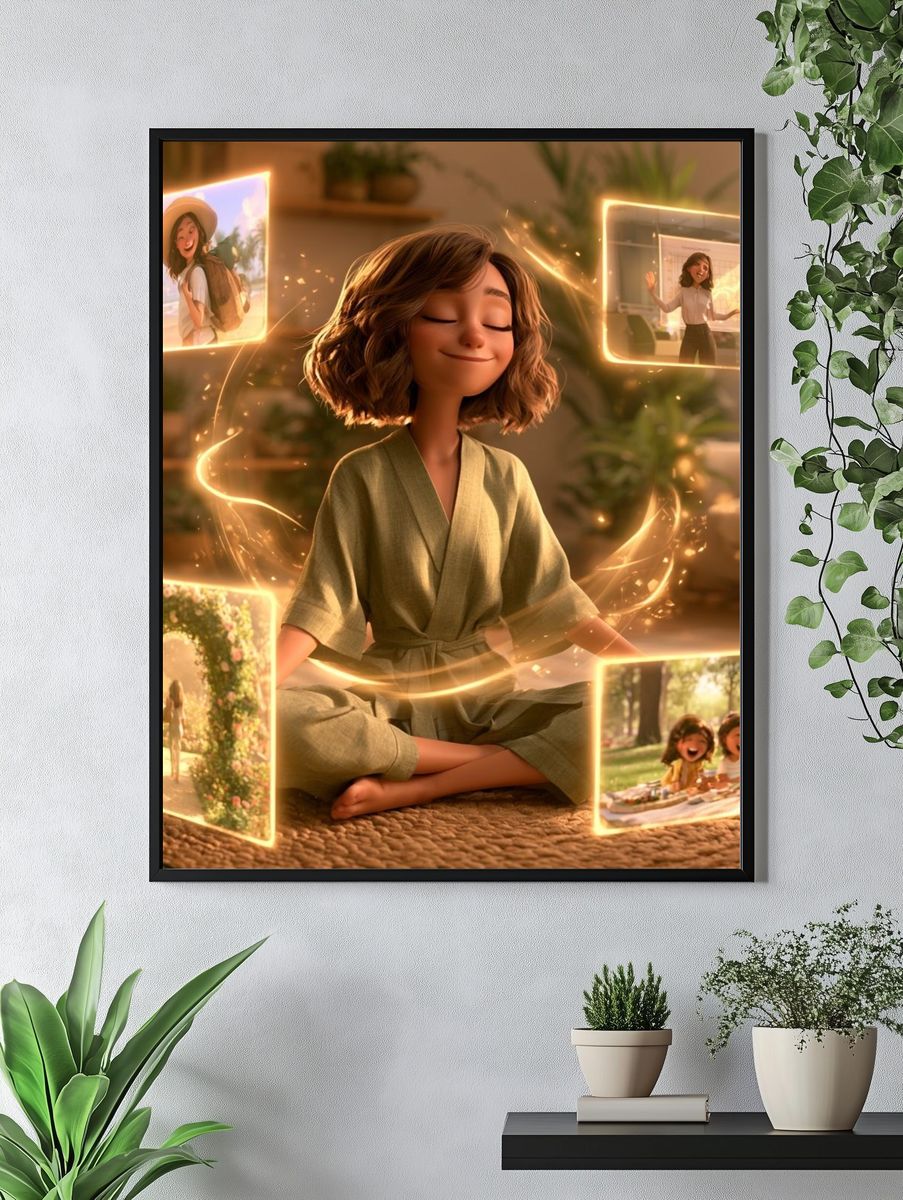 Meditation Girl Digital Art Poster. — room view 4