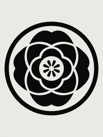 Monochrome Floral Emblem Poster. poster