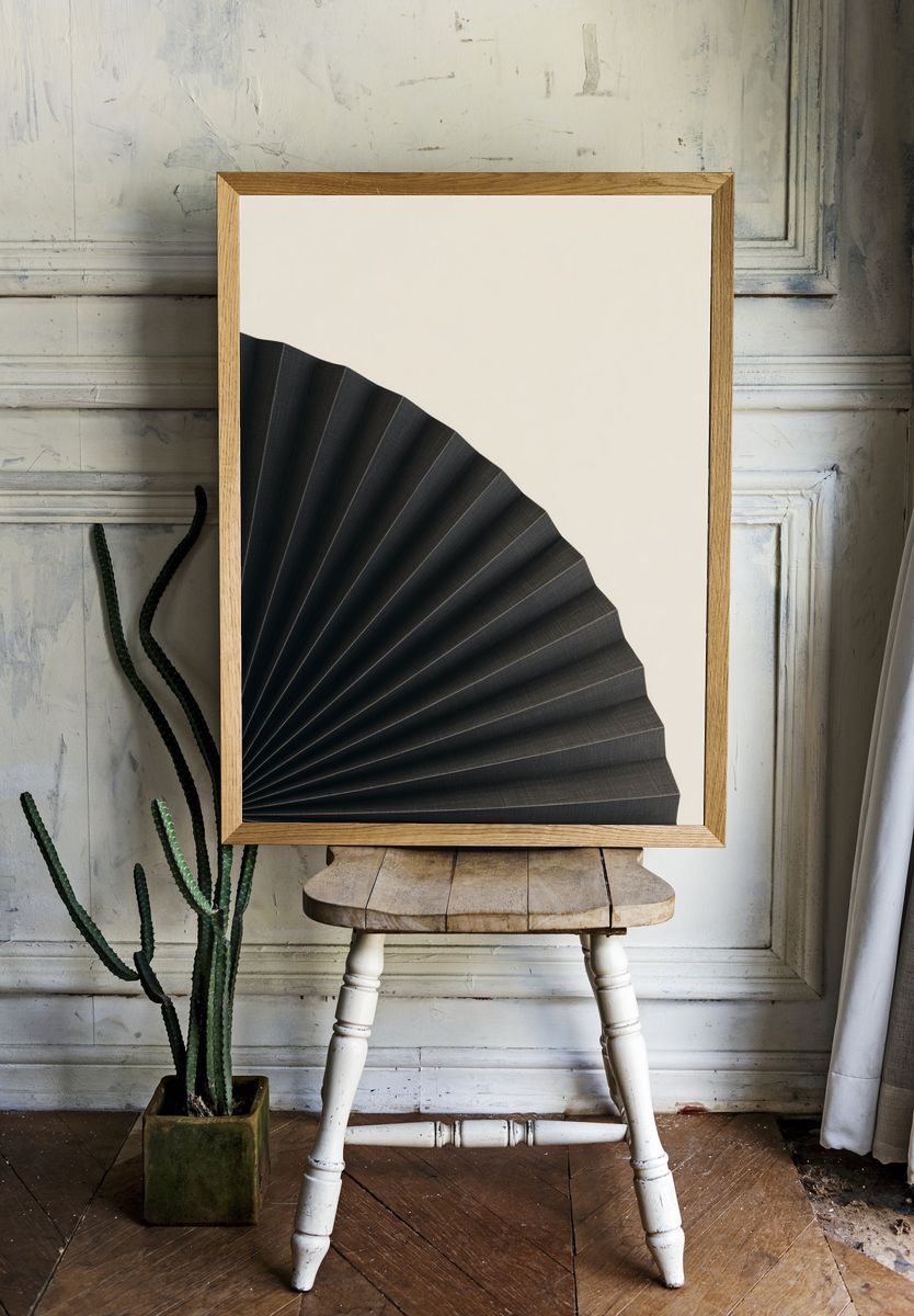 Minimal Black Fan Poster. — room view 1