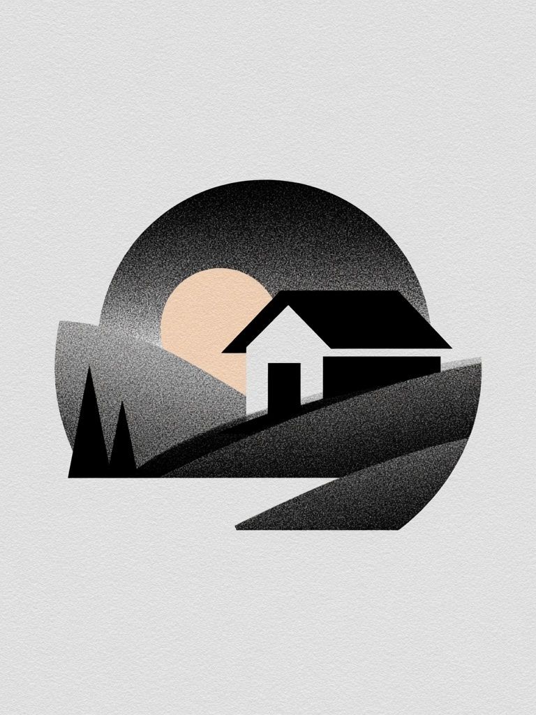 Minimal House Landscape Print. poster — minimalist art