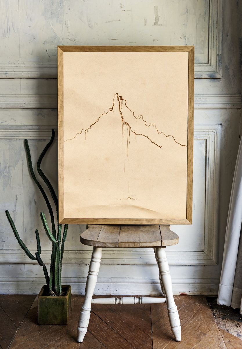 Minimal Mountain Line Art Poster. room preview