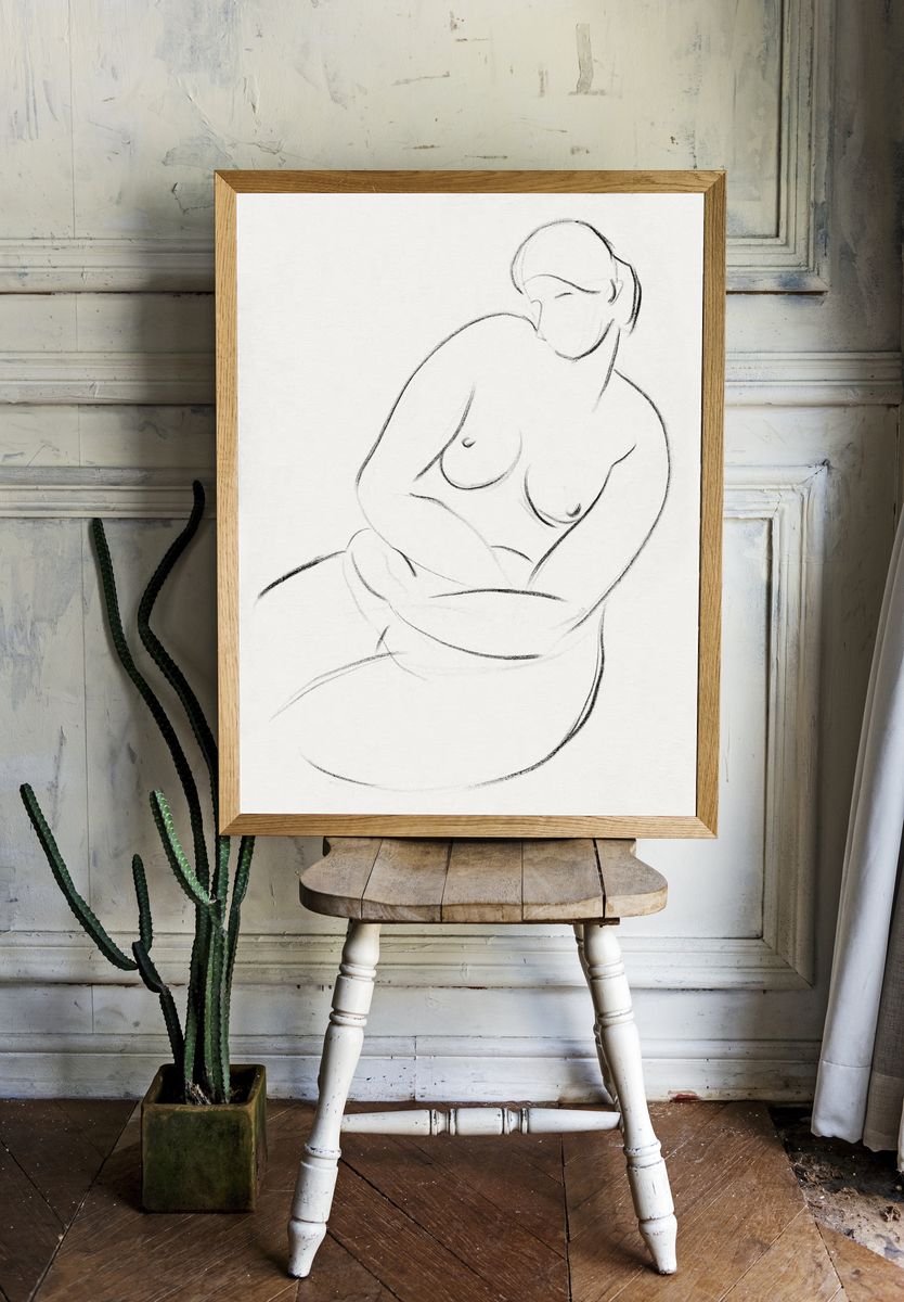 Naked woman showing her breasts. room preview
